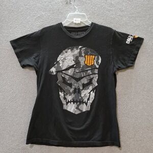 Call of Duty Men T-Shirt Medium Black Skull Camo Combat Solider Graphic Crew Tee